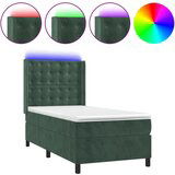 vidaXL Box spring postelja z vzmetnico LED tem. zelena 80x200 cm žamet, (20937053) | Shoptok.si
