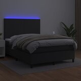 Krevet box spring s madracem LED crni 140x200cm od umjetne kože | Eponuda.com