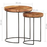 vidaXL 2-dijelni set stolića za kavu masivno bagremovo drvo i čelik | shoptok.hr