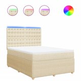 vidaXL Box spring postelja z vzmetnico krem 140x190 cm blago, (21305114) | Shoptok.si