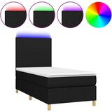 vidaXL Krevet box spring s madracem LED crni 90x200 cm od tkanine | shoptok.hr