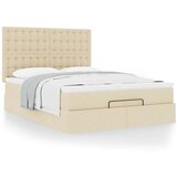  Otomanski krevet s madracem krem 140x190cm od tkanine | shoptok.hr