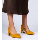 D/CEO marka niezdefiniowana Yellow pumps on an elegantly decorated block heel Karry | shoptok.hr