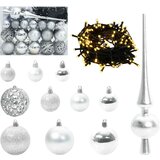 vidaXL Set božičnih okraskov med 150 LED 61 pcs srebrna Plastika, (5000073197) | Shoptok.si