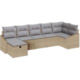  7-delni vrtni kavč set z blazinami Bež Poli Ratan, (22093549) | Shoptok.si