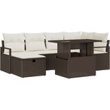  7-delni vrtni sofa set z blazinami Rjava Poli ratan Cene