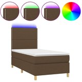  Box spring postelja z vzmetnico LED temno rjava 90x200 cm blago, (20930417) | Shoptok.si