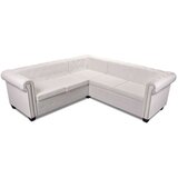 vidaXL Chesterfield kotna sedežna garnitura umetno usnje bela | Shoptok.si