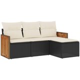 Maison Chic Seti vrtnega pohištva - Vrtna garnitura - Vrtni pohištvo set 4-delna z blazinami črna poli ratan, (21811060) | Shoptok.si
