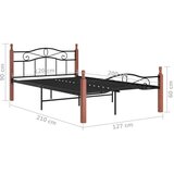 Kovina okvir za krevet crni od metala i masivne hrastovine 120x200 cm | shoptok.hr