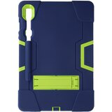 AVIZAR Ovitek za Samsung Tab S9 in Tab S9 FE, odporen proti udarcem, podpora iz dveh materialov - modra in fluorescentno zelena, (21136560) | Shoptok.si