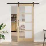 vidaXL drsna vrata s kompletom opreme 'ORKDAL'iz masivnega lesa in stekla, notranja vrata s steklom 'ORKDAL'93x211x4 cm iz masivnega lesa bora Cene