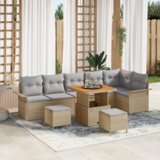  Vrtna garnitura - 9-dijelni set vrtnih sofa s jastučićima bež poli ratan akacija Cijene