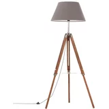 vidaXL Trinožna stoječa svetilka medeno rjava in siva tikovina 141 cm