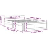  Posteljni okvir iz trdnega lesa 120x190 cm, (20904928) | Shoptok.si