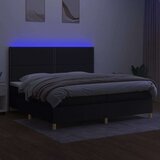  Box spring postelja z vzmetnico LED črna 200x200 cm blago, (20851636) | Shoptok.si
