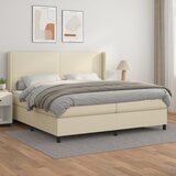  s oprugama i madracem krem 200x200 cm od umjetne kože | shoptok.hr