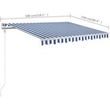 vidaXL tenda na ručno uvlačenje sa stupovima 3 x 2,5 m plavo-bijela | shoptok.hr