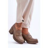 Boto Women's Leather Half Boots On Heel Dark Beige Dunadia | shoptok.hr