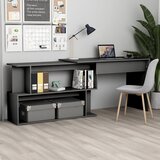  Kutni radni stol sivi 200 x 50 x 76 cm od konstruiranog drva | shoptok.hr