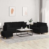  3-dijelni set sofa s jastucima crni od mikrovlakana | shoptok.hr