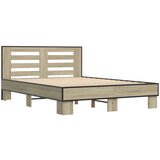  Posteljni okvir sonoma hrast 120x190 cm inž. les in kovina | Shoptok.si