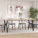  Blagovaonski stol Y-oblika 200x100x75,5cm od borovine i čelik | shoptok.hr