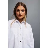 Marisse Oversized Shirt With Gold Buttons, White | ePonuda.com