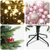  Umjetno božićno drvce s kuglicom 210 cm 300 LED lampica - Zelena 210 cm s LED-ima i ružičastim lopticama | shoptok.hr