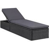  Ležalnik iz poli ratana črn in temno siv | Shoptok.si