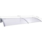  Nadstrešnica za vrata siva i prozirna 240 x 80 cm PC | shoptok.hr