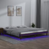 Furnova LED posteljni okvir medeno rjav 120x190 cm trden les, (21936582) Cene