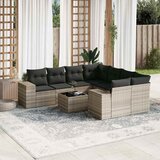 Maison Chic Seti vrtnega pohištva - Vrtna garnitura - Vrtni pohištvo set 9-delna z blazinami sv. siv poli ratan, (21797266) | Shoptok.si