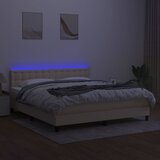 Krevet box spring s madracem LED krem 160x200 cm od tkanine | Eponuda.ba