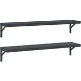  Zidne police 2 kom 100 x 23 5 cm crne nehrđajući čelik | shoptok.hr