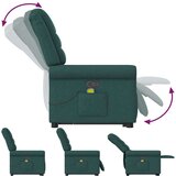 vidaXL Masažni naslanjač s funkcijo vstajanja temno zeleno blago | Shoptok.si