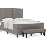 vidaXL Krevet s podlogom s madracem i klupom taupe 140x190 cm tkanina | shoptok.hr