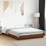  Posteljni okvir z LED lučkami rjavi hrast 120x190 cm inž. les, (21142721) | Shoptok.si