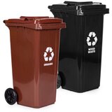  Set od 2 kante za otpad 2x240L crno-smeđe, opći otpad, BIO gumeni kotači Slike