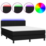  Krevet box spring s madracem LED crni 140x200 cm od tkanine | shoptok.hr