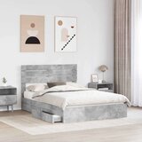  Postelja s shranjevanjem z vzglavjem Betonsko siva 150 x 200 cm, (5000106690) | Shoptok.si