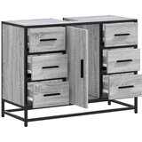 vidaXL Kopalniška omarica za umivalnik siva sonoma 80x33x60cm inž. les | Shoptok.si
