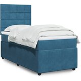 vidaXL Box spring postelja z vzmetnico modra 100x200 cm žamet Cene