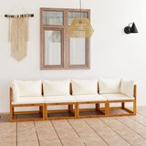 The Living Store Vrtna zofa za 4 osebe z blazinami krem trden akacijev les - Vrtni Kavč, (21473155) Cene