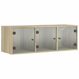  The Living Store Stenska omarica s steklenimi vrati sonoma hrast 102x37x35 cm - Stenska Omarica, (21453462) | Shoptok.si