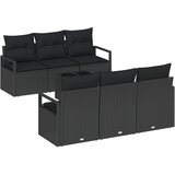 vidaXL 7-dijelni vrtni set sofu s jastučićima Crni Poli Ratan, 2-sjedna vrtna sofa sa spremištem i jastučićima Crni Poli Ratan Cijene