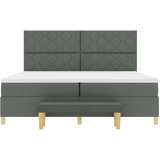 vidaXL Krevet s uzglavljem s madracem i klupom tamnosiva 200x200 cm Tkanina | shoptok.hr
