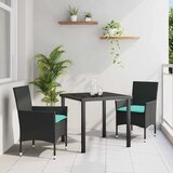  Set stola i stolica s jastukom 3 pcs Crna PE ratan | shoptok.hr