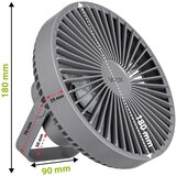  LED punjivi stoni ventilator sa LED osvetljenjem, 2W/5V USB, 2400 mAh, siva | Eponuda.com
