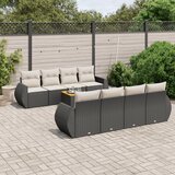 vidaXL 9-dijelni set vrtnih sofa s jastucima crni od poliratana | shoptok.hr